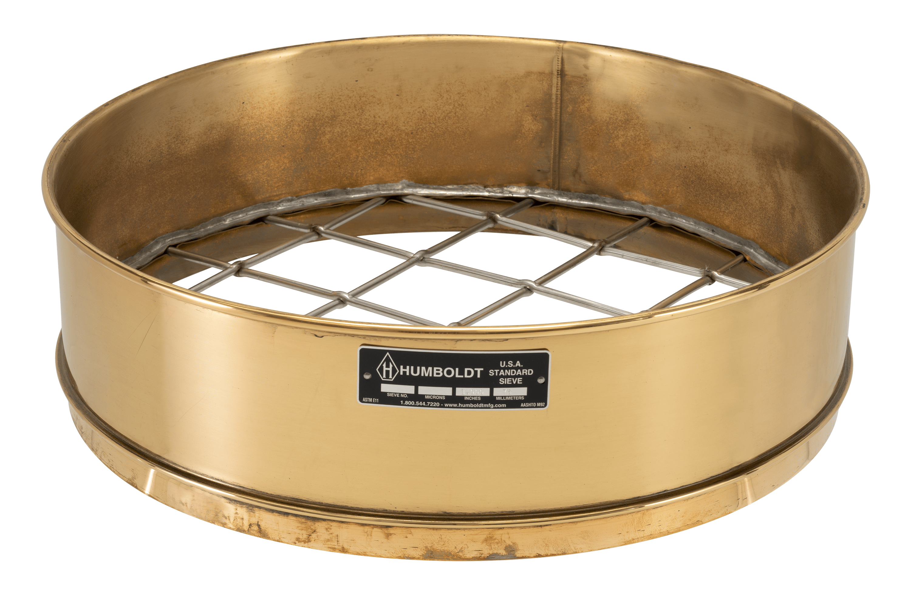 HUMBOLDT H-4109 Riddle Sieve, 3 Inch Screen No., 75mm Mesh Size, Stainless Mesh and Brass Frame | CL6MXE