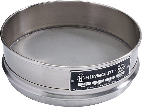 HUMBOLDT HC-3920FSS50 Calibration Sieve, 8 Inch Dia., 50mm Height, No. 50, Stainless Frame, Stainless Mesh | CL6QBM