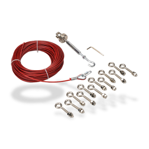 Pull Cable Kit, 98.4 ft./30M Cable Length, 4mm Dia., Galvanized Steel