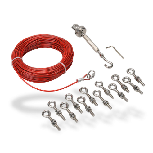 Pull Cable Kit, 98.4 ft./30M Cable Length, 4mm Dia., Stainless Steel
