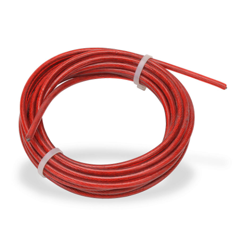 Pull Cable, 16.4 ft. Cable Length, 4mm Dia., Galvanized Steel, Plastic Jacket, Red