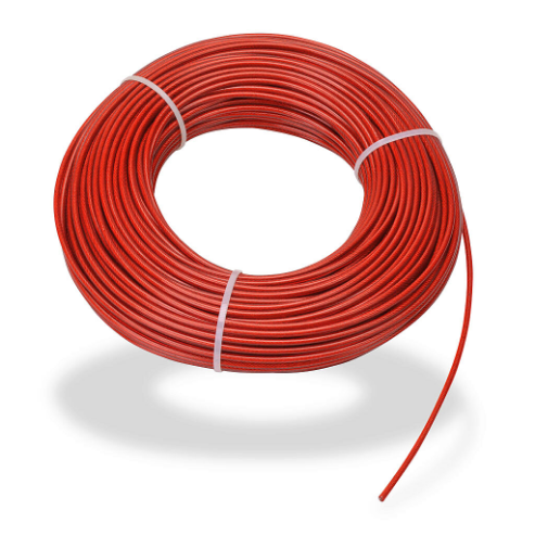 Pull Cable, 262.4 ft. Cable Length, 4mm Dia., Galvanized Steel, Plastic Jacket, Red