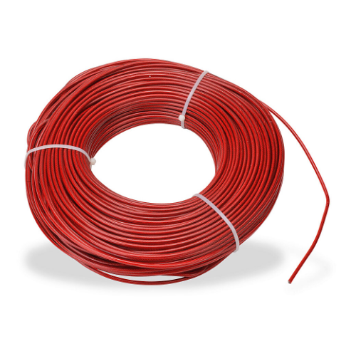 Pull Cable, 328 ft. Cable Length, 4mm Dia., Galvanized Steel, Plastic Jacket, Red