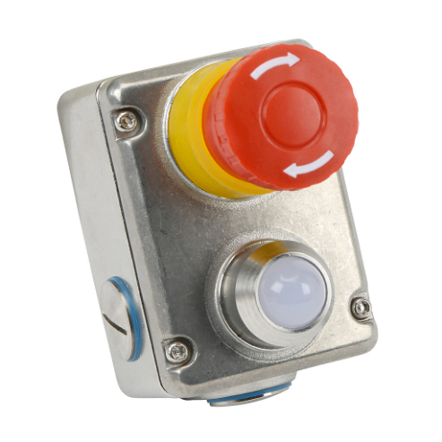 Emergency Stop Control Station, 316 Stainless Steel, Single Pushbutton, Mushroom, Red