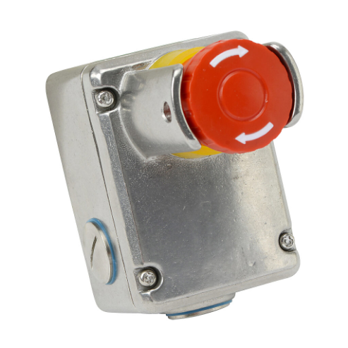 Emergency Stop Control Station, 316 Stainless Steel, Single Pushbutton, Mushroom, Red