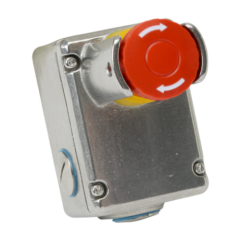 Emergency Stop Control Station, 316 Stainless Steel, Single Pushbutton, Mushroom, Red