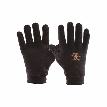 IMPACTO BG601PXL Glove Liners, General Purpose, Full Finger, Cotton/Polyester, 10 Inch Glove Length, Black | CR4MHT 34D425