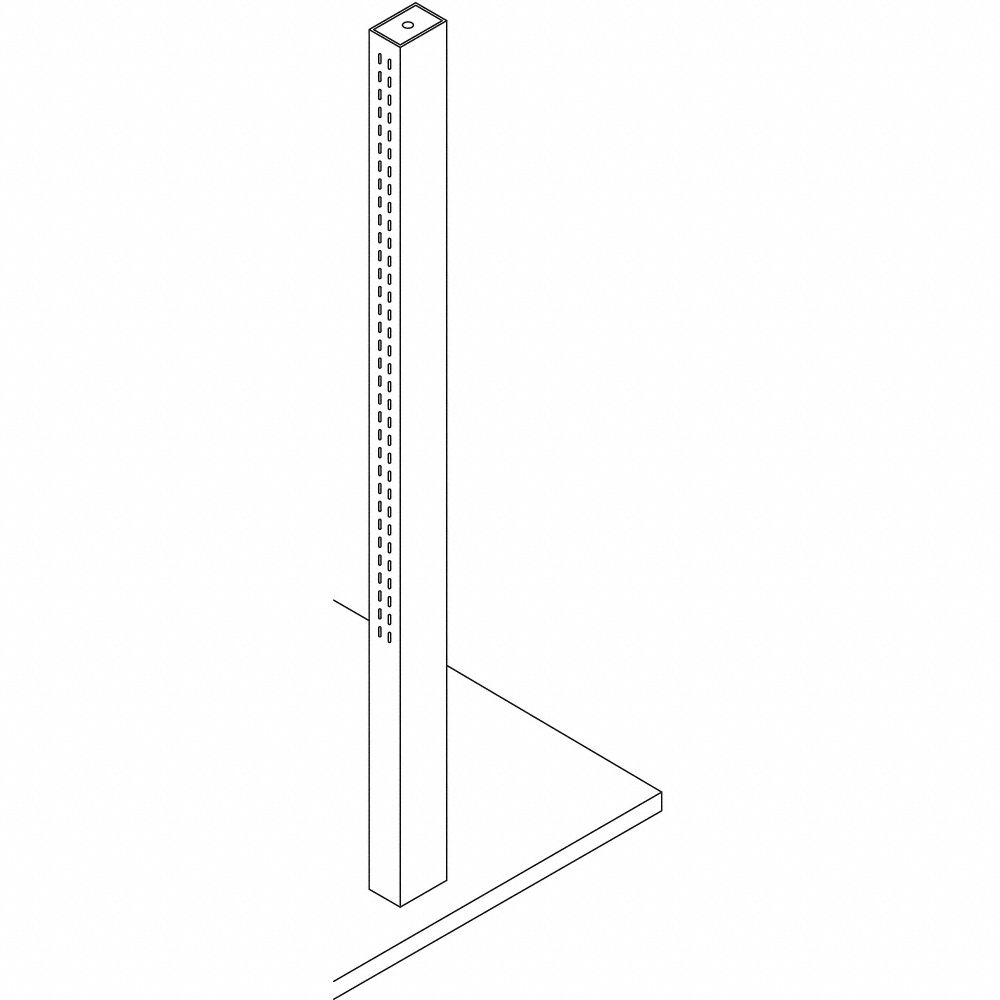 Island Stanchion, 2 Inch x 3 Inch x 48 Inch Steel, Pearl White