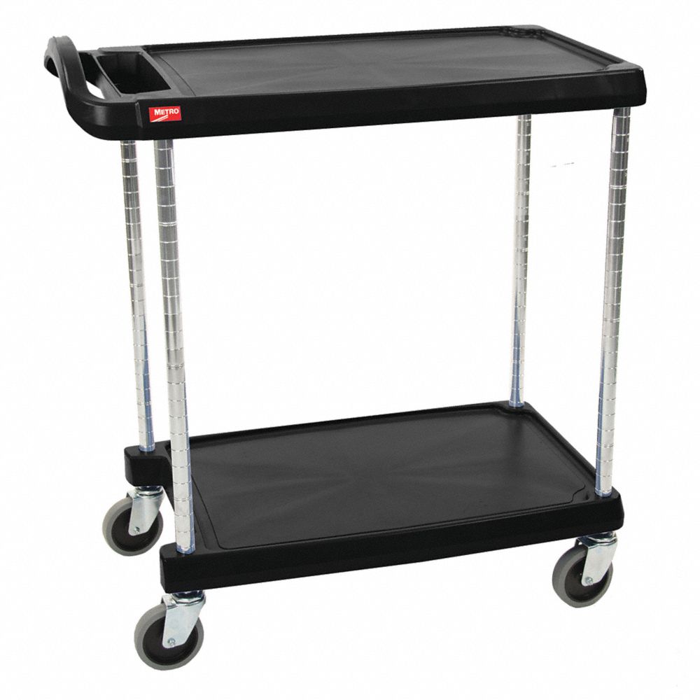 INSTOCK GRMY1627-24BL Laboratory Utility Cart, Black, 35-1/2 Inch Height | CE9YQR 55PA89
