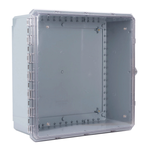 Enclosure, 24 x 24 x 10 Inch Size, Wall Mount, Polycarbonate, Gray, Gloss Finish