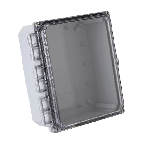 Enclosure, 10 x 8 x 4 Inch Size, Wall Mount, Polycarbonate, Light Gray, Gloss Finish