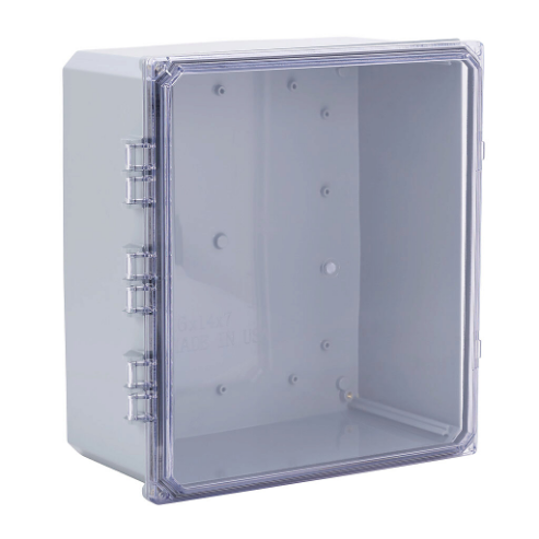 Enclosure, 16 x 14 x 7 Inch Size, Wall Mount, Polycarbonate, Gray, Gloss Finish