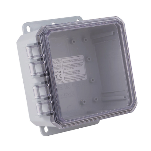 Enclosure, 6 x 6 x 3 Inch Size, Wall Mount, Polycarbonate, Gray, Gloss Finish