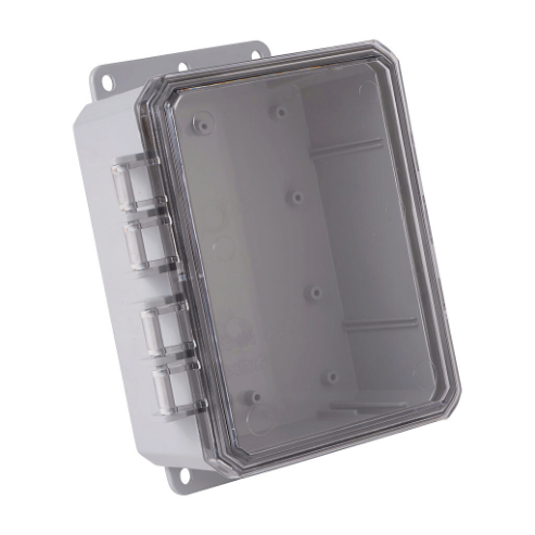 Enclosure, 8 x 6 x 3 Inch Size, Wall Mount, Polycarbonate, Gray, Gloss Finish
