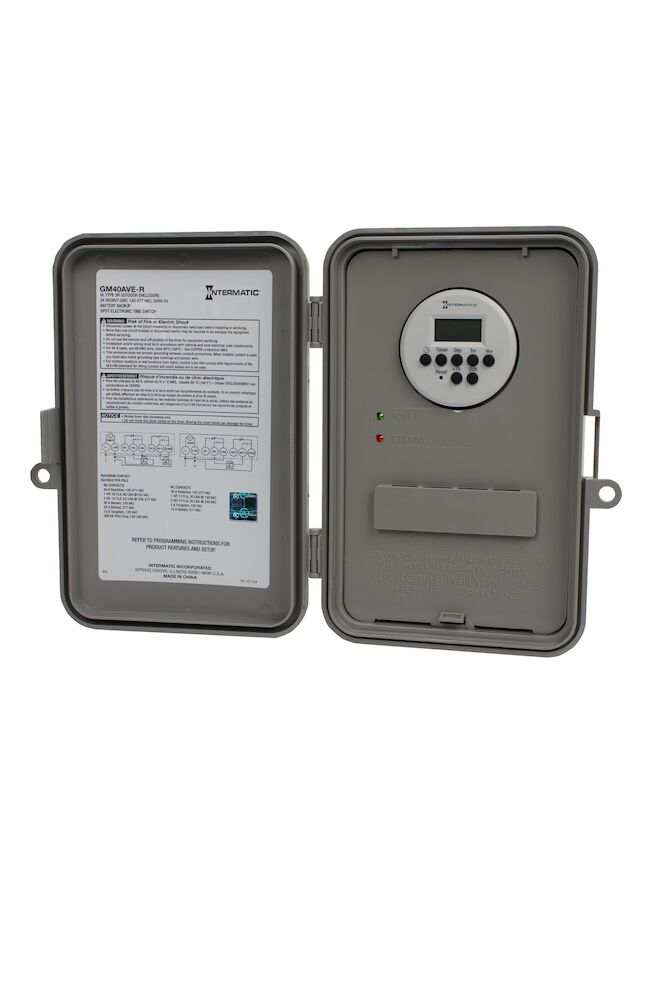 Electronic Time Control, 40A, Type 3R Outdoor Plastic Enclosure, 120-277V