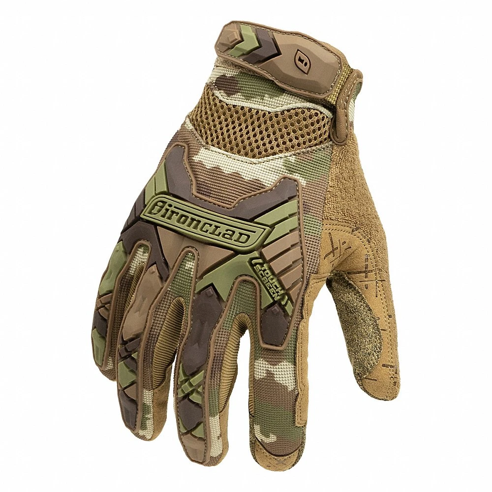 Tactical Impact Gloves, 2XL, Camouflage, Synthetic Suede, ANSI/ISEA Cut Level A1, 1 Pair