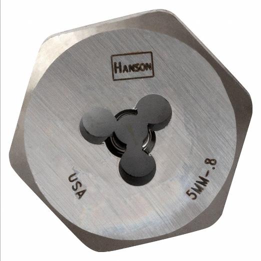 Hex Threading Die, Solid, High Carbon Steel, Right Hand, 5 mm Thread Size, 1 Inch Hex Size