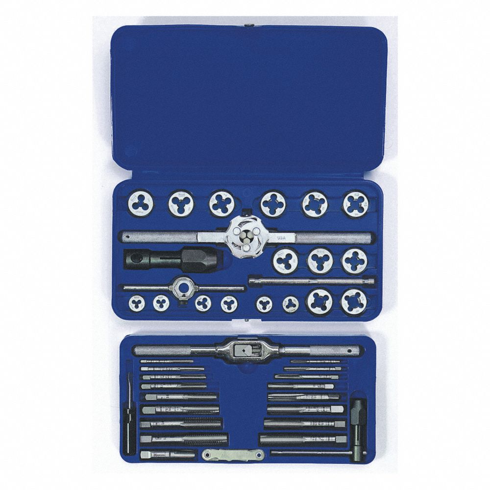 Tap and Die Set, 41 Pieces, #10-24 Min. Tap Thread Size, M12 x 1.75 Max Thread Size