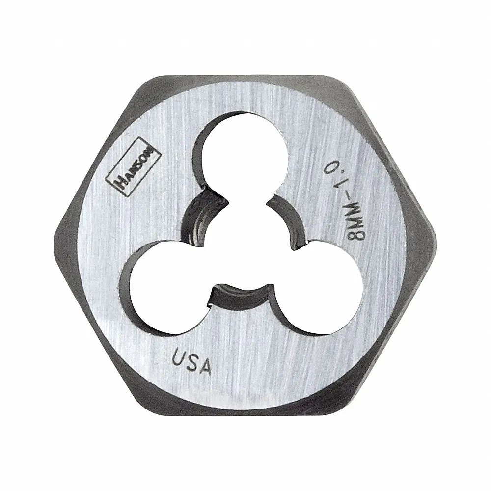 Hex Die, M8 x 1 Thread Size, Solid Die Type, 1 Inch Hex Size