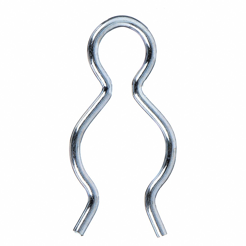 Cotter Pin, 5/16 In Lg., Steel, 1/32 In Pin Dia., Extended Prong, Zn Plated, Hairpin