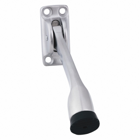 Door Stop, Satin Chrome, 2 Inch Projection, 2 1/8 Inch Height, 1 Inch Width, Door-Mount