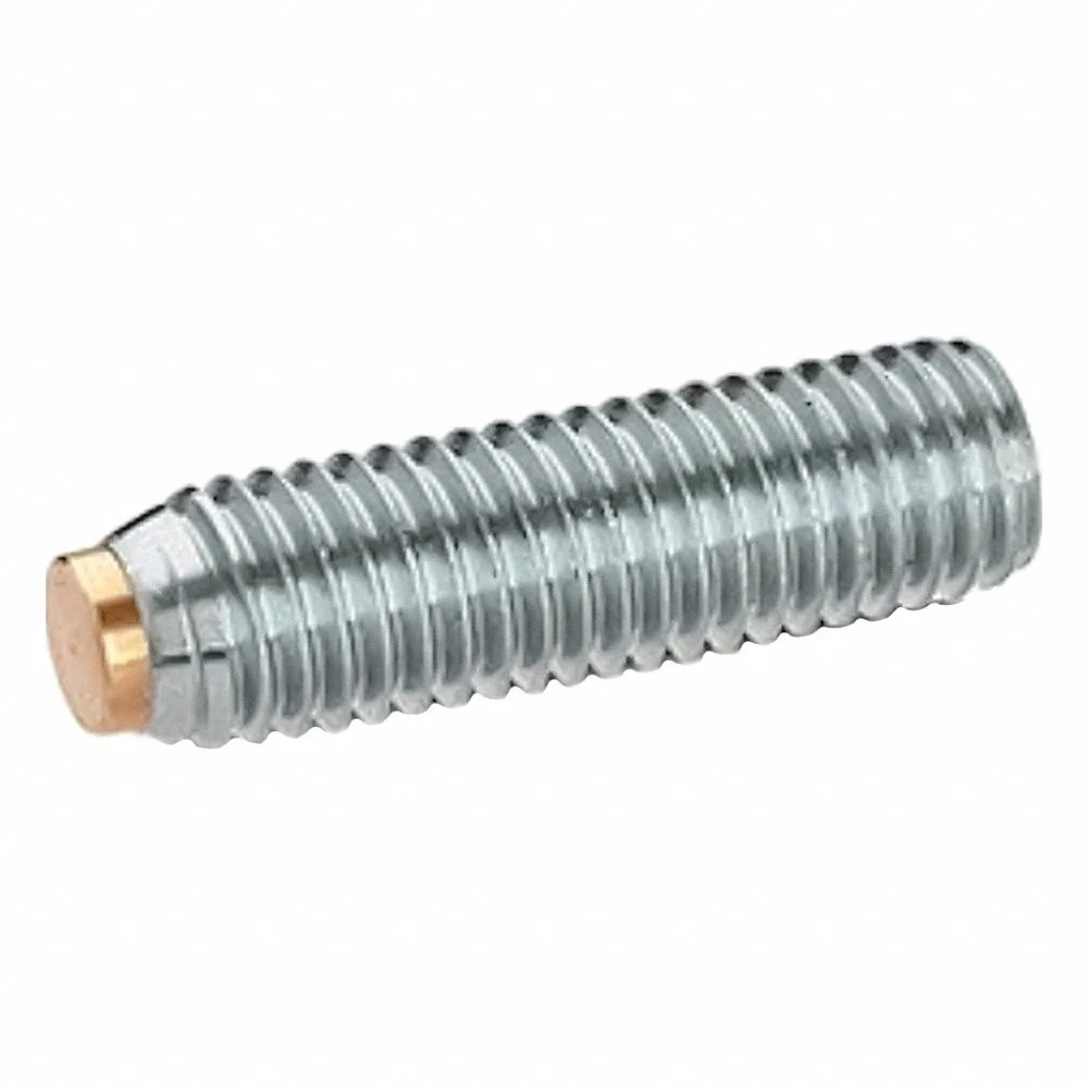 Set Screw with Brass Tip, Stainless Steel, Brass Tip, M10 Thread Size, 40 mm Fastener Lg