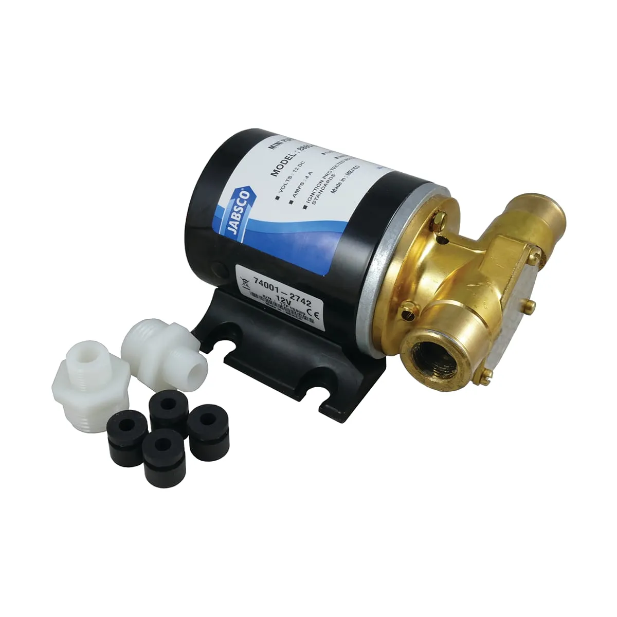 Mini-Puppy Flexible Impeller Pump, Bronze, Close Coupled to a 12 VDC Motor
