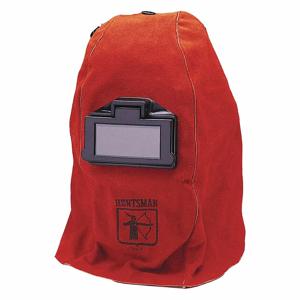 Welding Helmet, Passive, 0 Arc Sensors, Red, W10, 2 Inch x 4.25 Inch, Ratchet, Leather