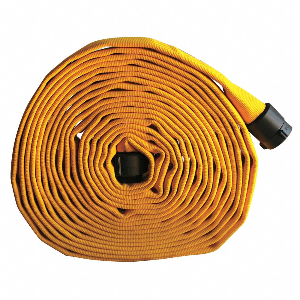 Fire Hose, Attack Fire Hose, Double Jacket, 2 1/2 Inch Hose Inside Dia, 100 ft Hose Length