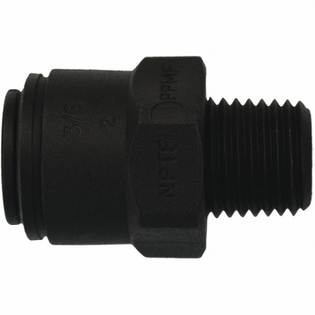 JOHN GUEST PP011222E Male Connector, Polypropylene, Push-to-Connect x MNPT, 3/8 Inch Size Tube OD | CR6AEH 400L26