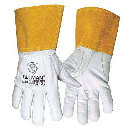 Gloves, Straight Thumb, Straight Cuff, Premium, White Goatskin, M Glove Size