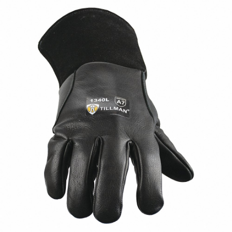 Gloves, Straight Thumb, Straight Cuff, Premium, Black Goatskin, S Glove Size