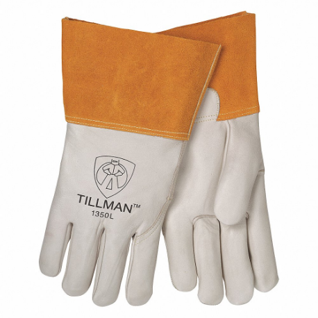 Gloves, Wing Thumb, Straight Cuff, White Cowhide, 3XL Glove Size