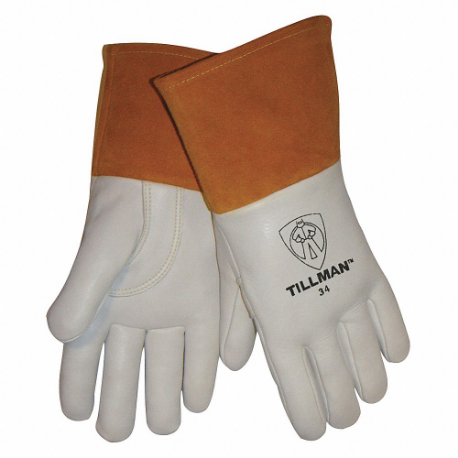 Gloves, Straight Thumb, Straight Cuff, Premium, White Cowhide, XL Glove Size
