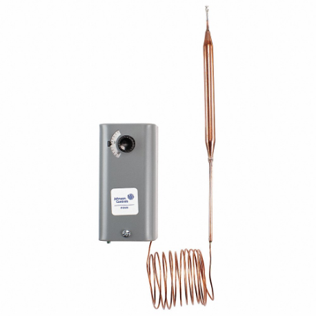 JOHNSON CONTROLS A28AA-28C Line Volt Mechanical Tstat, 2H/2C, Heat and Cool, SPDT, Open/Close on Rise | CR6ARE 38Y078