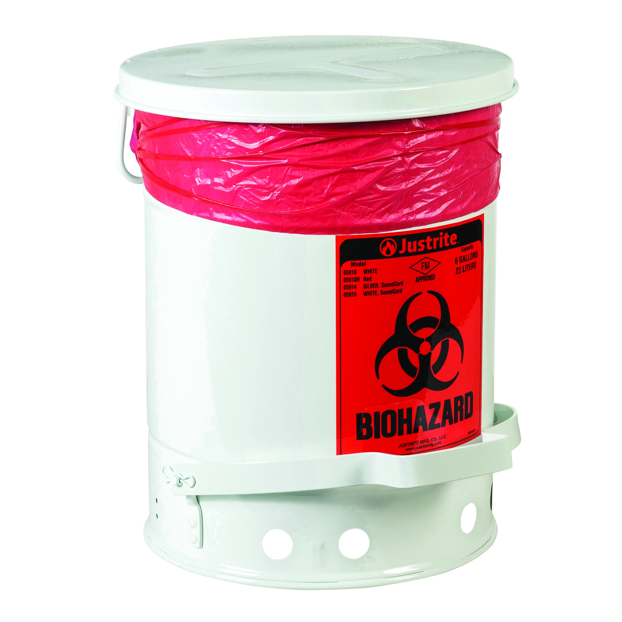 JUSTRITE Biohazard Waste Cans