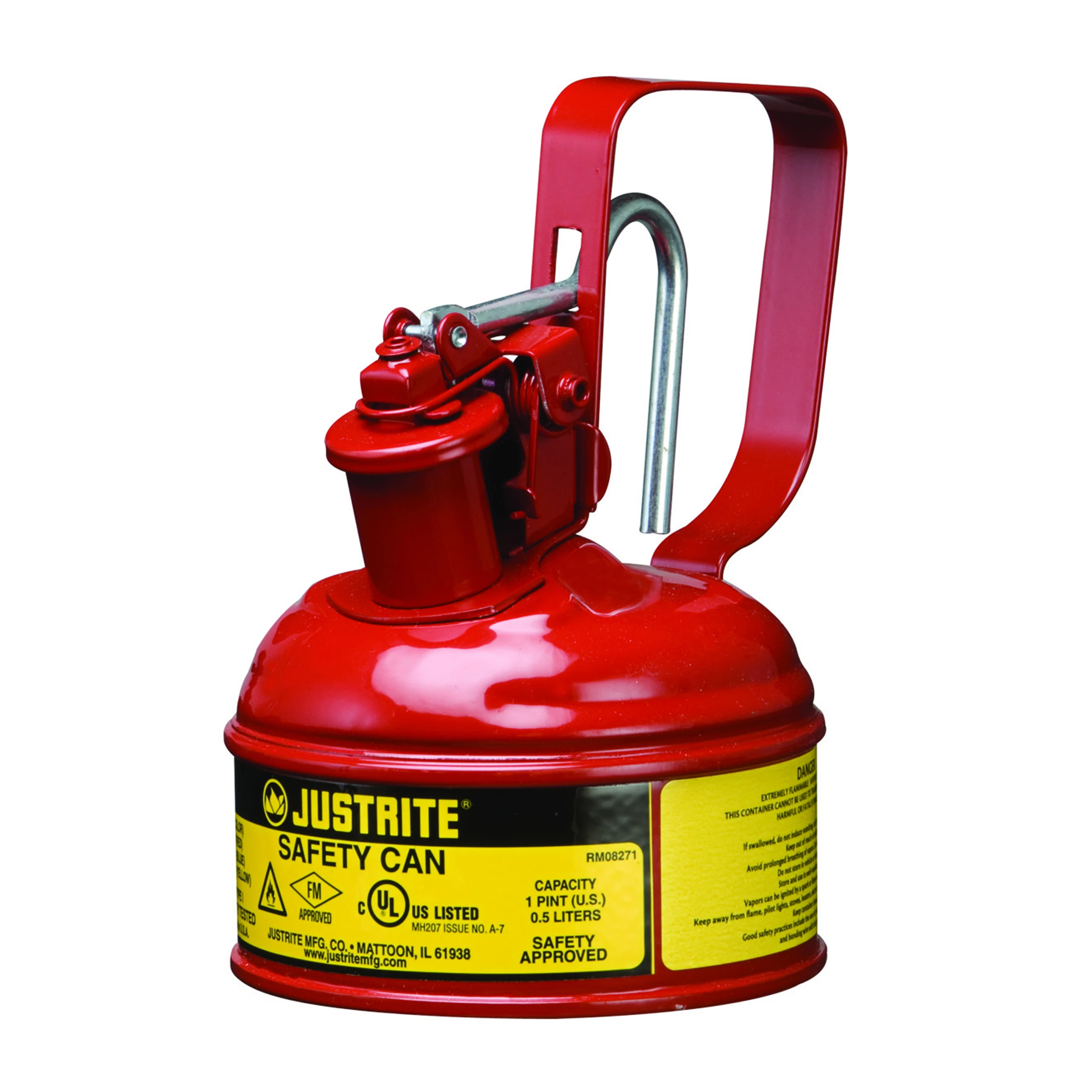 JUSTRITE 10001 Safety Can, Flame Arrester, Type I, 1/8 Gallon, 6-3/4 Inch Height, Red | AC9YLE JCN10001RD
