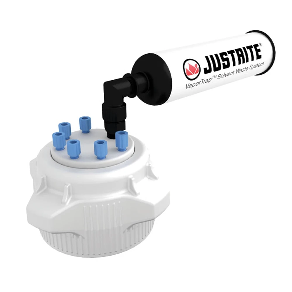 JUSTRITE 12825 Cap With Filter, 83 mm, 6 Ports, 1/8 Inch Outer Dia. | CD8DKD