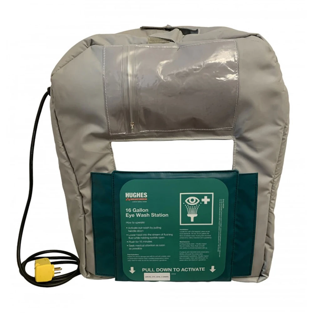 JUSTRITE 16GFEW-BLKT-HT Heated Jacket, Gravity Fed Eyewash, Plug, 16 Gallon | CH6GCQ