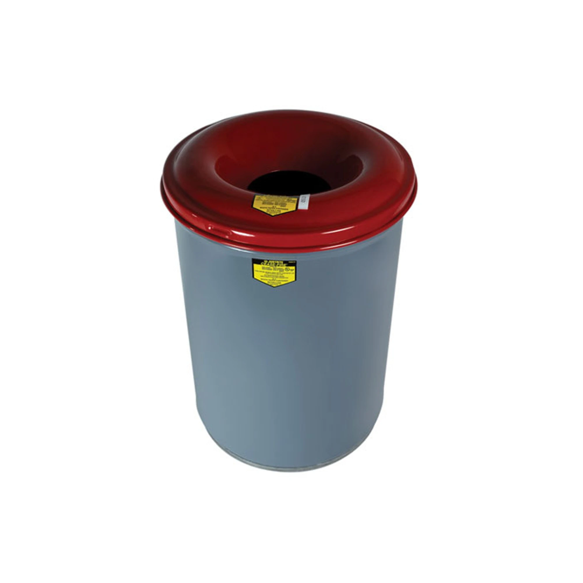 JUSTRITE 26412 Waste Receptacle, Safety Drum Can, Round, 12 Gallon, Gray | AD2WQJ 3VLD4