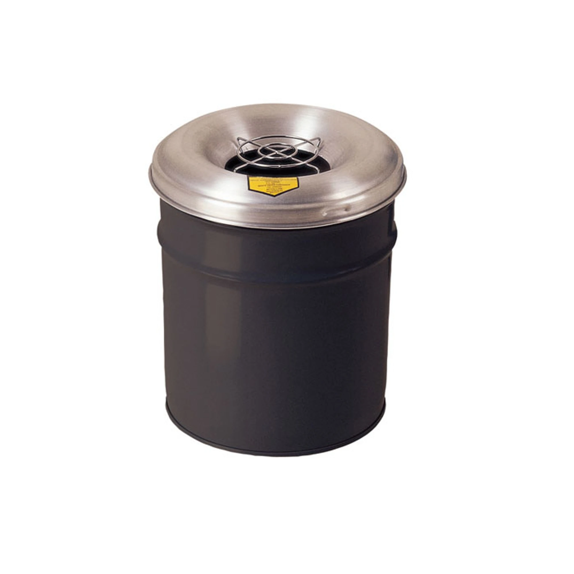 JUSTRITE 26624K Waste Receptacle for Cigarette Disposal, 4.5 Gallon, Aluminum Head With Grill Guard, Black | AD2NLR 3RYX9