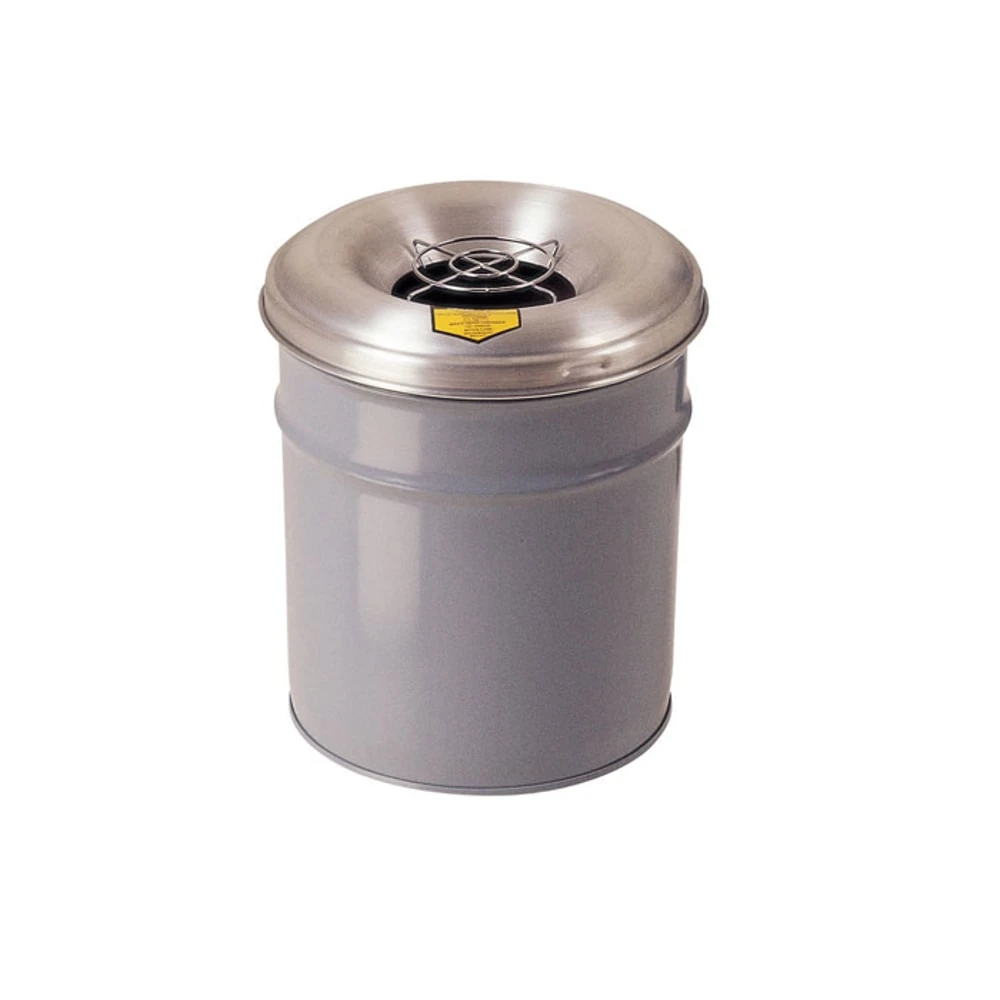 JUSTRITE 26626G Waste Receptacle for Cigarette Disposal, 6 Gallon, Aluminum Head With Grill Guard, Gray | AD2NLW 3RYY5