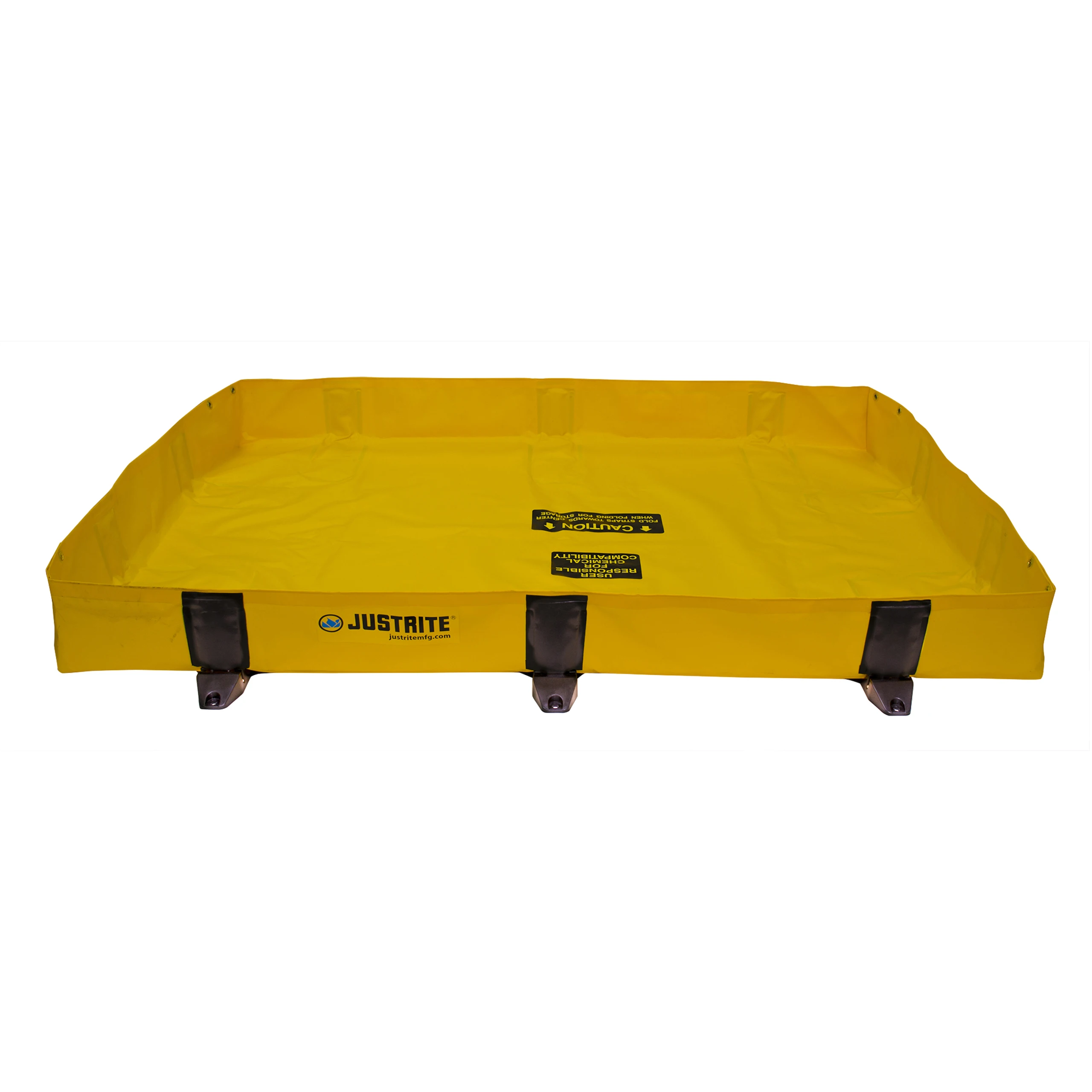 JUSTRITE 28370 Spill Berm, Rigid Lock, 4 x 4 Feet x 8 Inch Size, Yellow | CD8CHV JEN28370YL