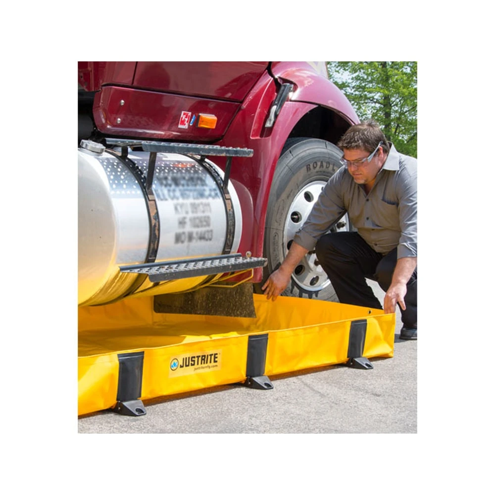 JUSTRITE 28378 Spill Berm, Rigid Lock, 8 x 10 Feet x 8 Inch Size, Yellow | CD8CHZ JEN28378YL