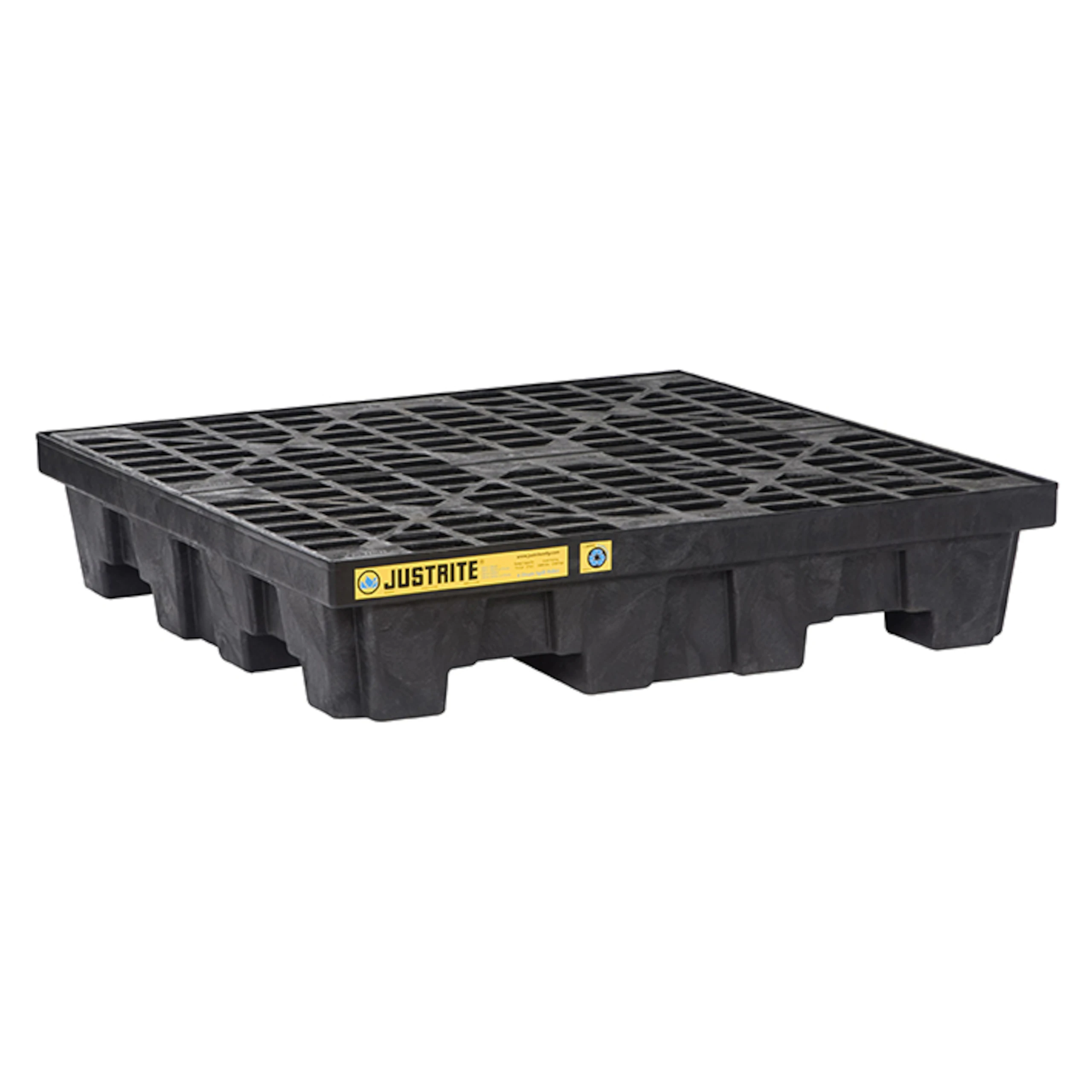 JUSTRITE 28635 Drum Spill Containment Pallet, 4 Drums | AE2CXU JEN28635BL