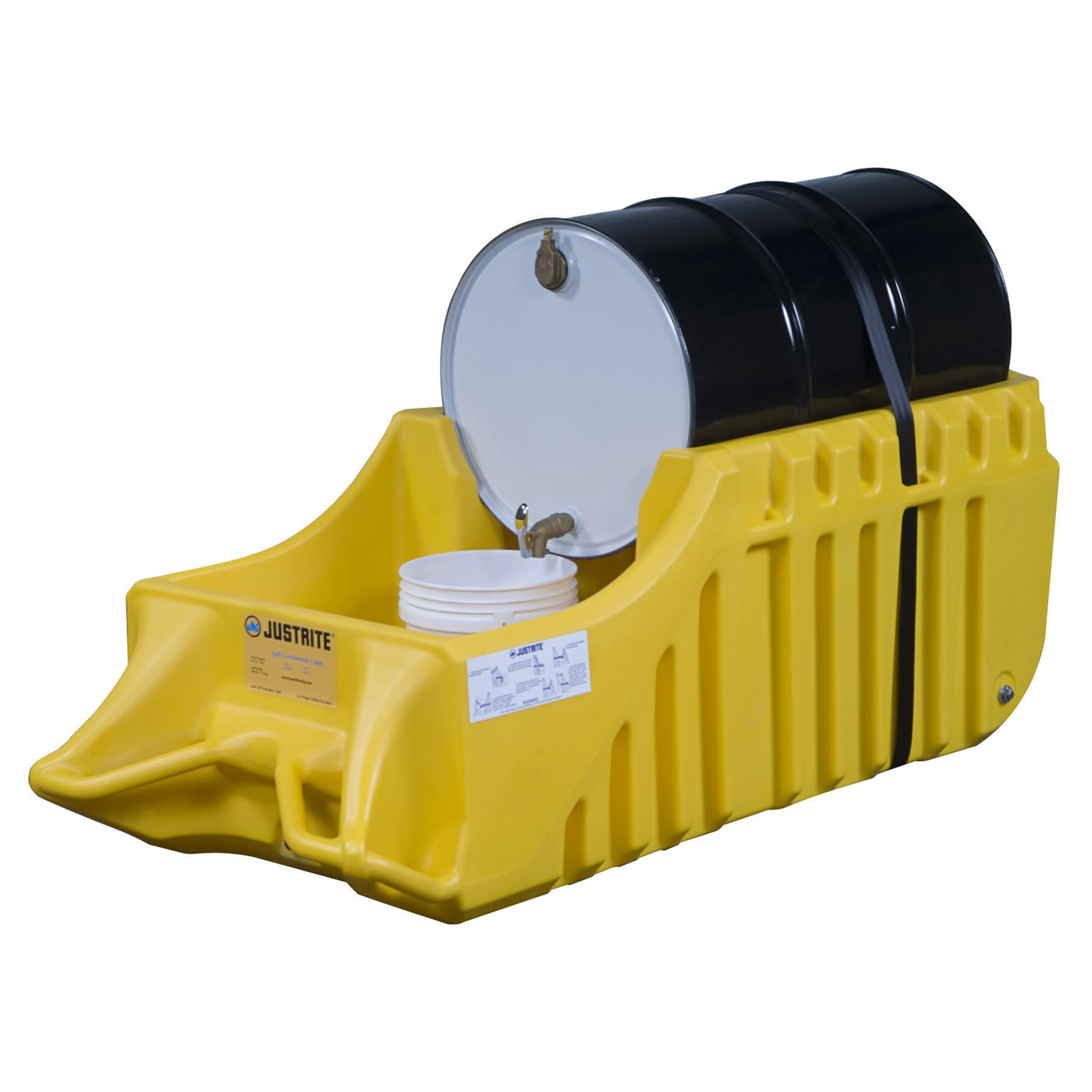 JUSTRITE 28664 Spill Containment Indoor/Outdoor Drum Caddy, 55 Gallon, Yellow | AE4MGB JEN28664YL