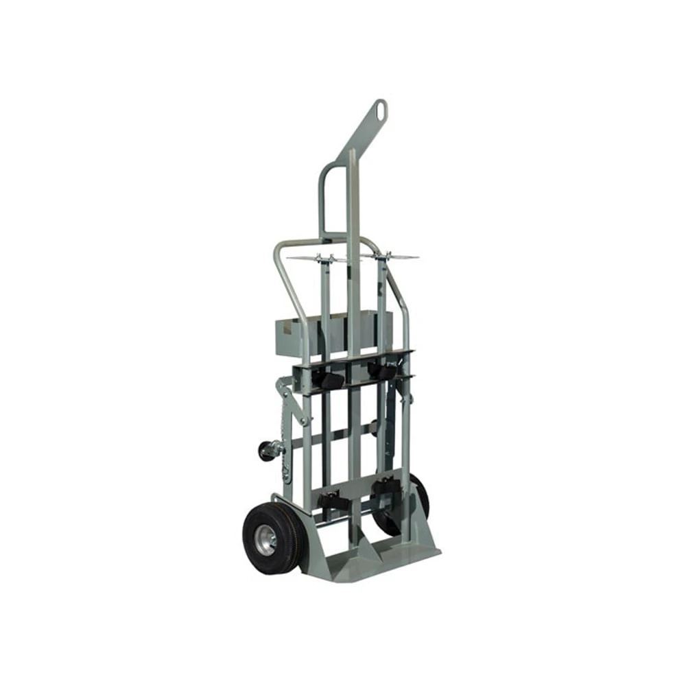 JUSTRITE 35022 Gas Cylinder Hand Truck With Hoist Ring, 2 Cylinders, 10.5 Inch Pneumatic Wheels, 4 Wheels | CD8DCT