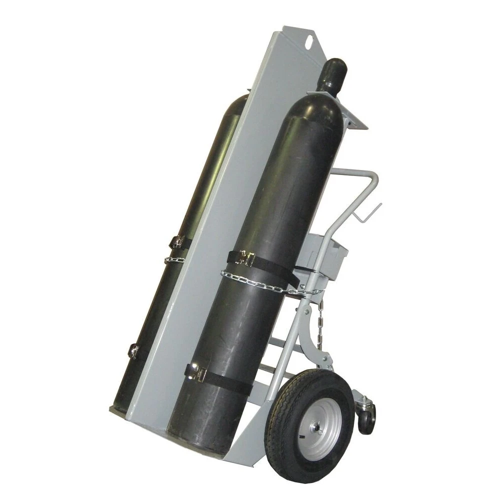 JUSTRITE 35052 Gas Cylinder Hand Truck, 2 Cylinders, 16 Inch Pneumatic Wheel, Fire Wall, 4 Wheels | CD8DDJ