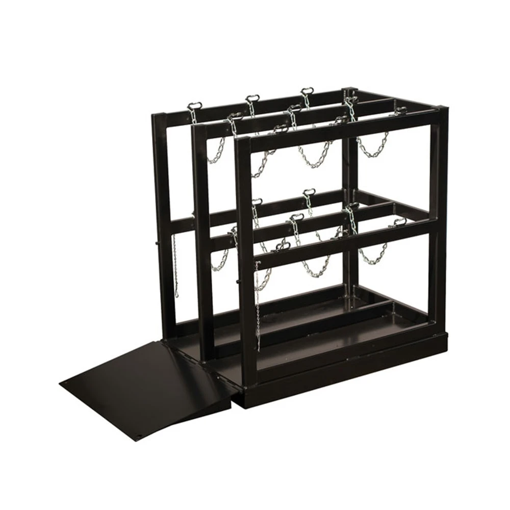 JUSTRITE 35224 Gas Cylinder Barricade Rack, 6 Cylinders, With Ramp, Steel | CD8DEY