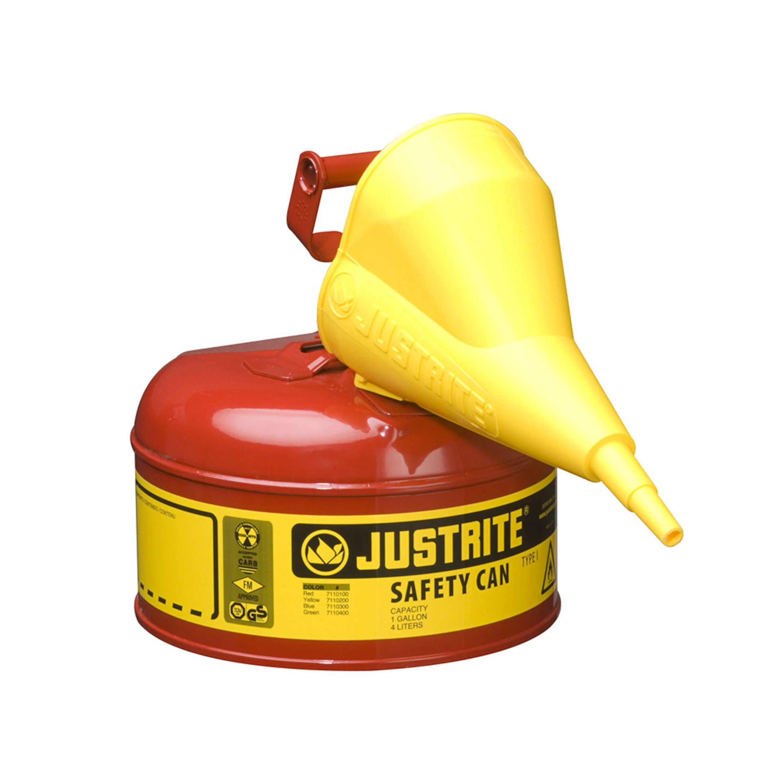 JUSTRITE 7110110 Safety Can, Flame Arrester, Type I, 1 Gallon, 11 Inch Height, Red | AA4ZYB JCN7110110